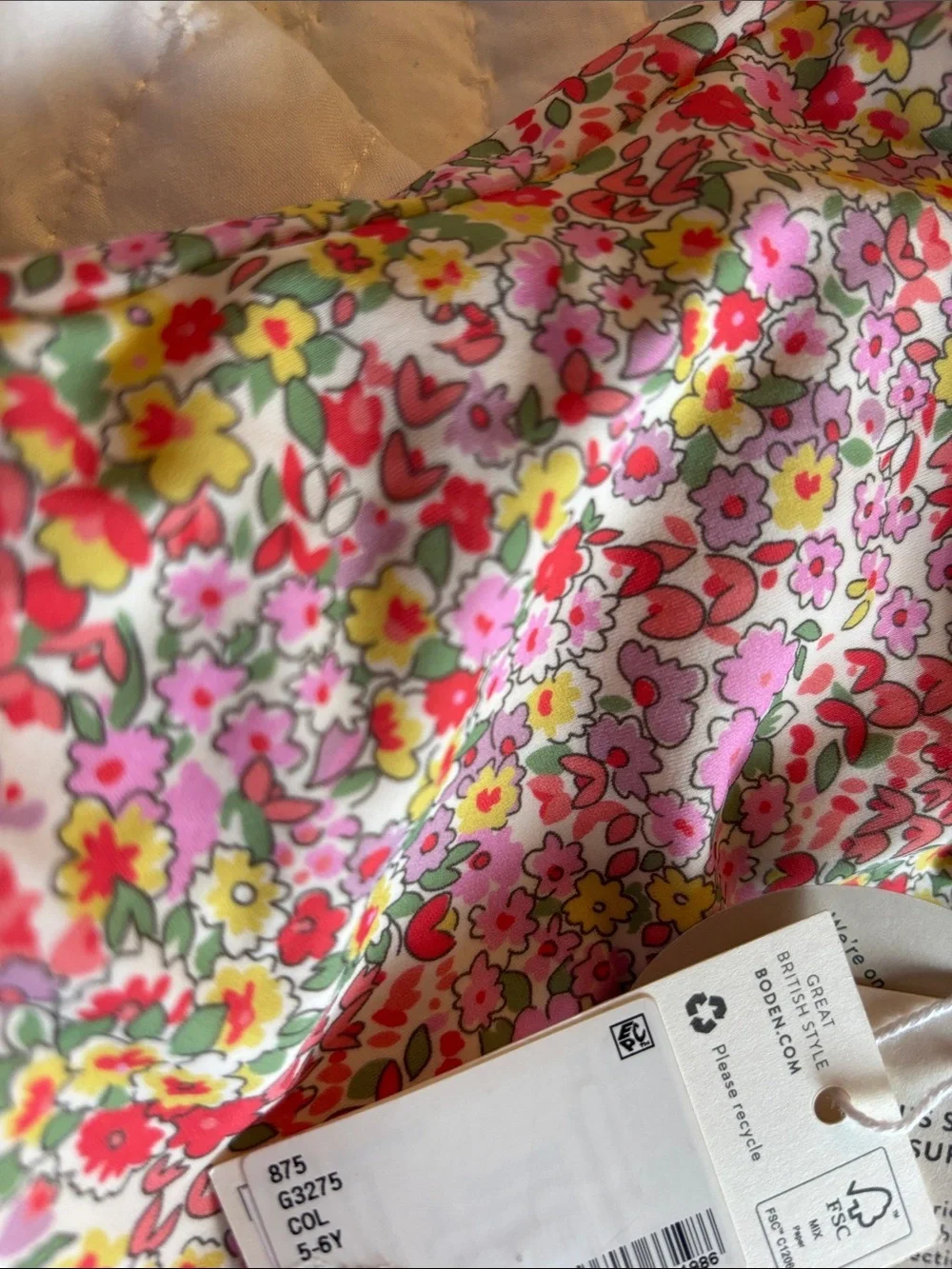 Boden Floral One-Piece Swimsuit in Pink, Yellow and Green UPF 50+ NWT